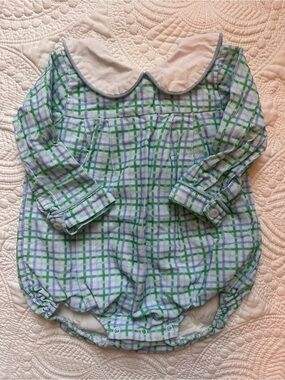 Cecil and Lou 9mo corduroy plaid bubble EUC